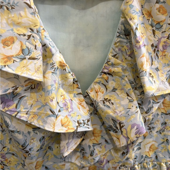 NWOT O.P.T. Kate Floral Ruffle Collar Midi Dress Women’s Small - Picture 9 of 16